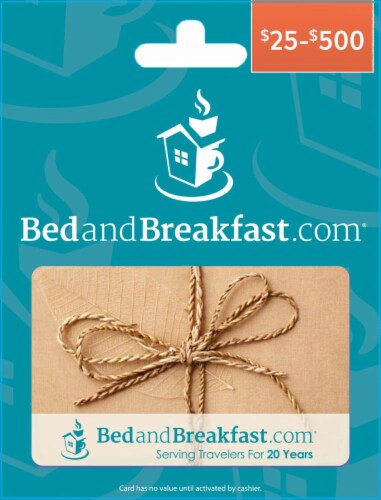 Bedandbreakfast.com $25-$500 Variable Amount Gift Card Perspective: front