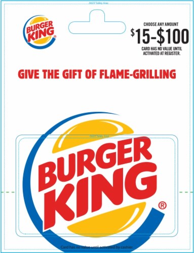 Burger King $15-$100 Gift Card Perspective: front