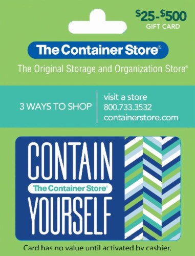 The Container Store $25-$500 Contain Yourself Gift Card Perspective: front