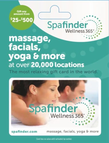 Spafinder Wellness ($25-500) Gift Card Perspective: front