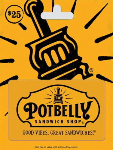 Potbelly Sandwich Shop $25 Gift Card Perspective: front