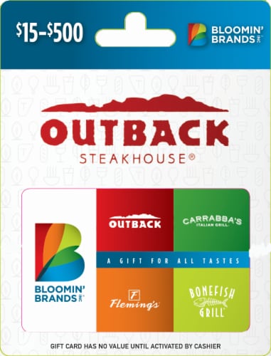 Bloomin' Brands Inc Variable Amount Gift Card Perspective: front