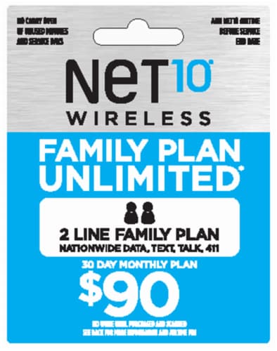 NET10 Wireless $90 2-Line Family Plan Perspective: front