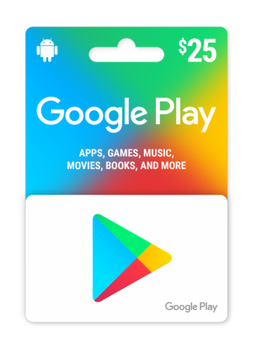 Google Play $25 Gift Card Perspective: front