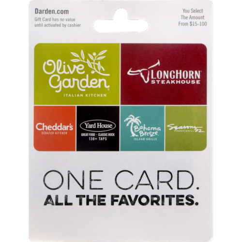 Olive Garden $15-$100 Gift Card Perspective: front