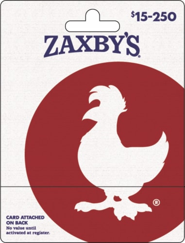 Zaxby's $15-$250 Gift Card Perspective: front