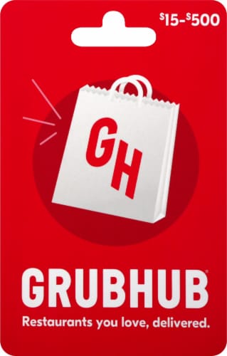 Grubhub $15-$500 Gift Card Perspective: front