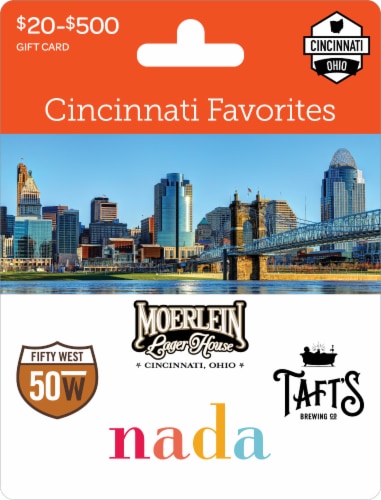 Cincinnati Favorites $20-$500 Gift Card Perspective: front