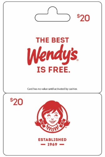 Wendy's $20 Gift Card Perspective: front