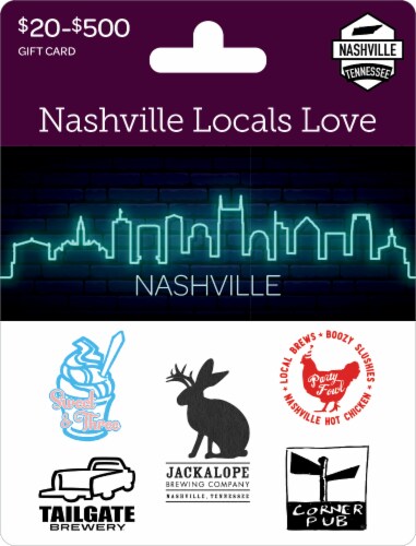Nashville Locals Love $20-$500 Gift Card Perspective: front