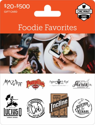 Cincinnati Foodie Favorites $20-$500 Gift Card Perspective: front