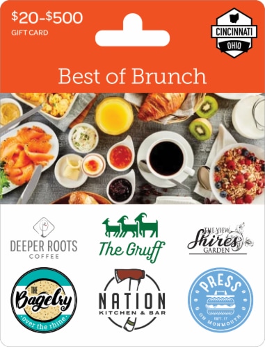 Cincinnati Best of Brunch $20-$500 Gift Card Perspective: front