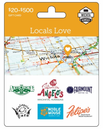 Wichita Locals Love $20-$500 Gift Card Perspective: front