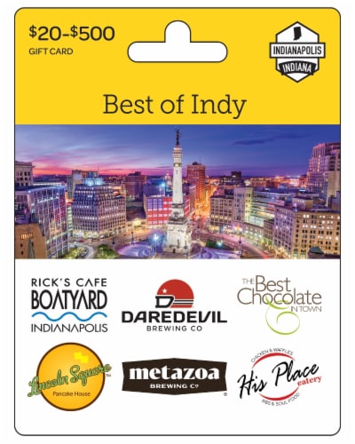 Indianapolis Best of Indy $20-$500 Gift Card Perspective: front