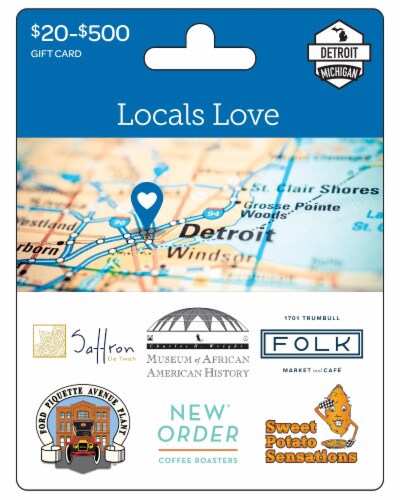 Detroit Locals Love $20-$500 Gift Card Perspective: front