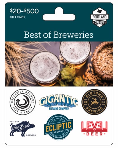 Portland Best of Breweries $20-$500 Gift Card Perspective: front