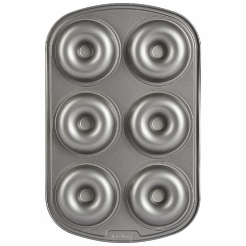 GoodCook Nonstick Steel 6-Cavity Medium-Size Donut Baking Pan Perspective: front