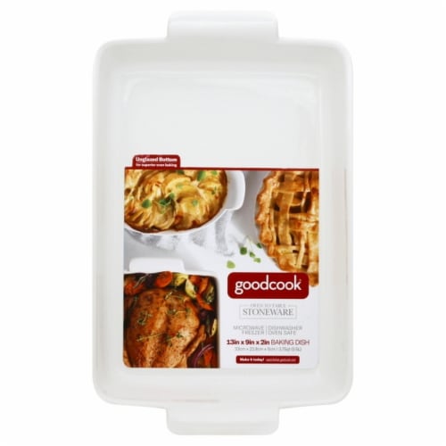 GoodCook Ceramic Stoneware 8x8 inch square cake Pan,, 2 quart white