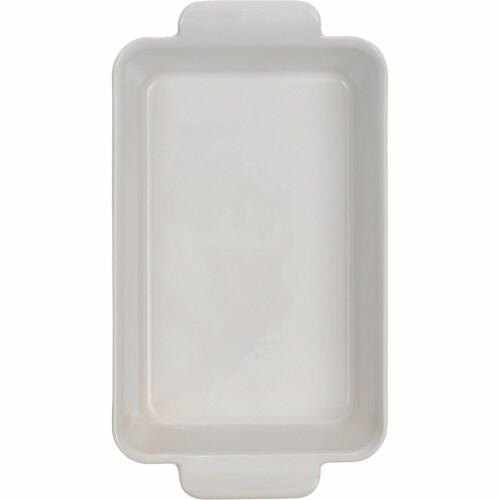 Goodcook 2.3 Qt. Rectangle White Stoneware Baking Dish with Handles 04154 Perspective: front