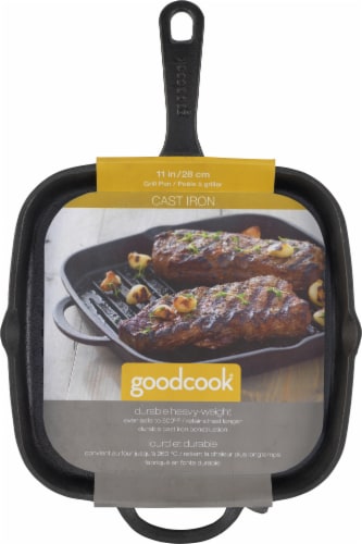 GoodCook® Cast Iron Grill Pan - Black Perspective: front
