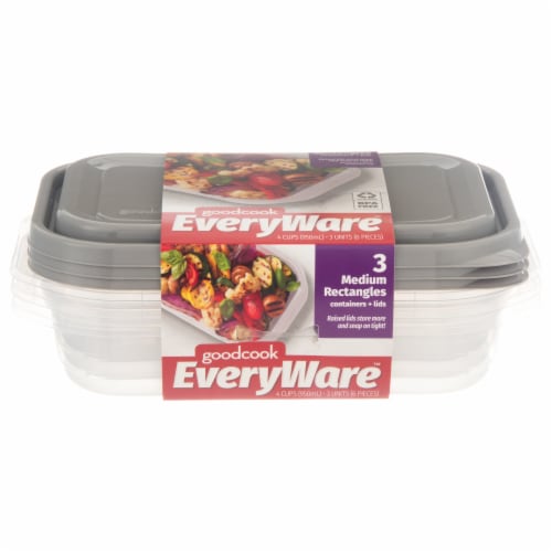 Goodcook 3 Compartment Meal Prep Container, Rectangle