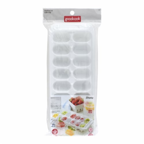 16 Compartment Square Plastic Stackable Ice Cube Tray with Snap-on Cover,  Blue, 1 Unit - Jay C Food Stores