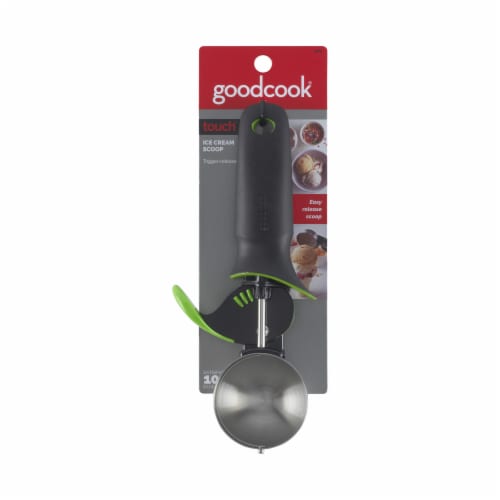GoodCook® Touch Trigger Ice Cream Scoop - Green/Black Perspective: front