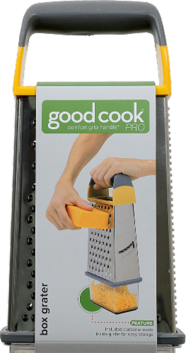GoodCook® Pro Box Grater - Gray/Yellow Perspective: front