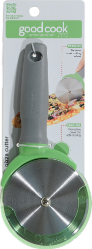 GoodCook® PRO Pizza Cutter - Gray/Green Perspective: front