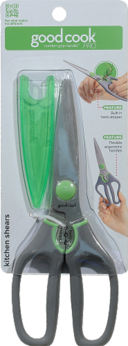 GoodCook® PRO Kitchen Shears with Sheath - Gray/Green Perspective: front