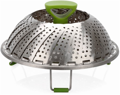 GoodCook® Stainless Steel Steamer Basket - Green Perspective: front