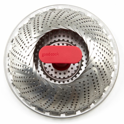 GoodCook® Silver/Red Pro Steamer Basket Perspective: front