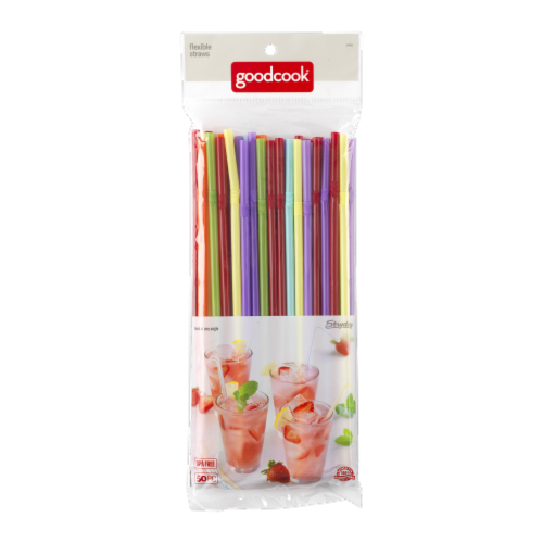 GoodCook® Plastic Flex Straws - Multi-Color Perspective: front
