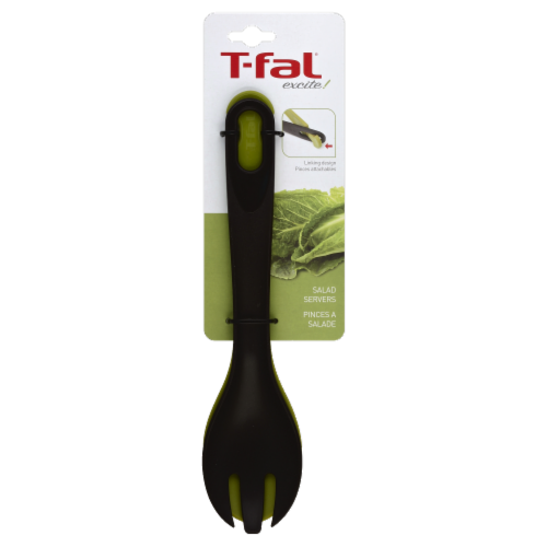 T-fal Salad Tongs - Black/Green Perspective: front