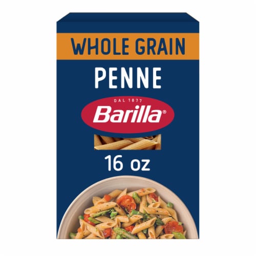 Barilla Whole Grain Penne Non-GMO and Kosher Pasta Made With Whole Wheat Perspective: front