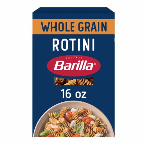Barilla Whole Grain Rotini Non-GMO and Kosher Pasta Made With Whole Wheat Perspective: front