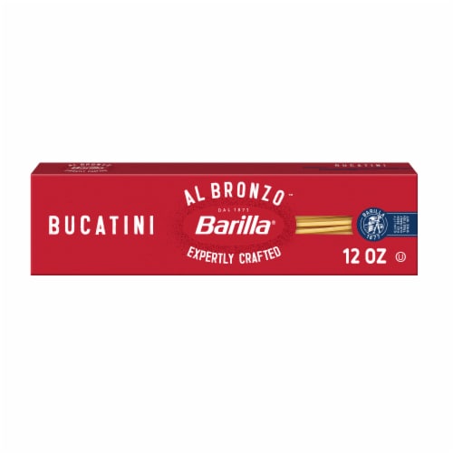 Barilla Al Bronzo Bucatini Non-GMO Kosher Bronze Cut Premium Pasta Perspective: front