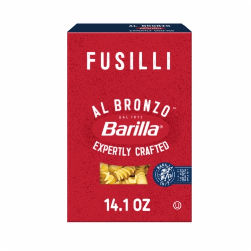 Barilla Al Bronzo Fusilli Non-Gmo Kosher Bronze Cut Premium Pasta Perspective: front