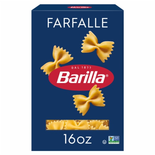 Barilla Farfalle Pasta Quality Non-GMO and Kosher Certified Pasta Perspective: front