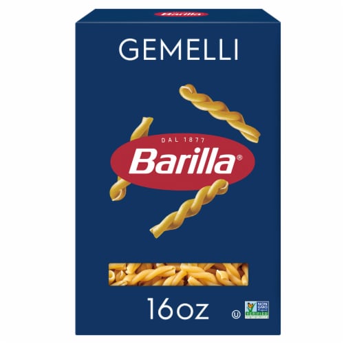 Barilla Gemelli Pasta Quality Non-GMO and Kosher Certified Pasta Perspective: front