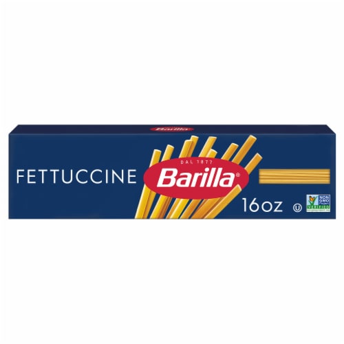 Barilla Fettuccine Pasta Quality Non-GMO and Kosher Certified Pasta Perspective: front