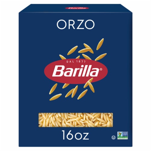 Barilla Orzo Pasta, Quality Non-GMO and Kosher Certified Pasta Perspective: front