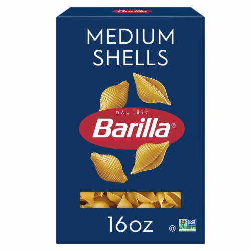 Barilla Medium Pasta Shells, Quality Non-GMO and Kosher Certified Pasta Perspective: front