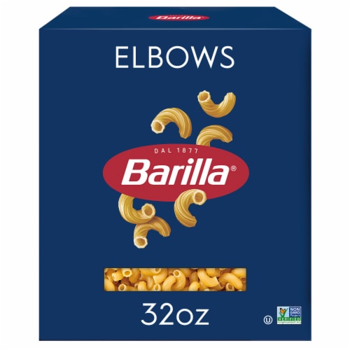 Barilla Elbow Pasta Quality Non-GMO and Kosher Certified Pasta Perspective: front