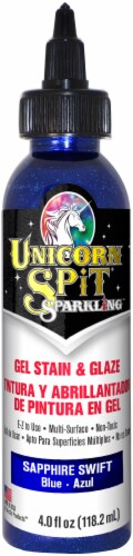 Unicorn Spit Sparkling Wood Stain & Glaze 4oz-Sapphire Swift Perspective: front
