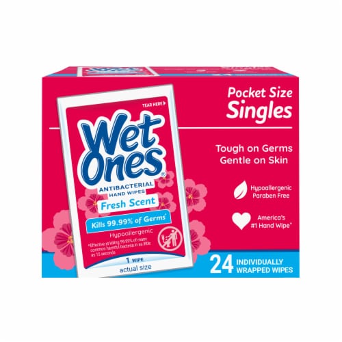 Wet Ones Fresh Scent Antibacterial Travel Pack Hand Wipes, 24 ct