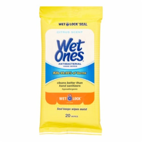 Wet Ones Citrus Tropical Splash Antibacterial Hand Wipes Perspective: front