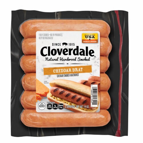 Cloverdale® Natural Hardwood Smoked Cheddar Brat Perspective: front