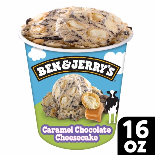 Ben & Jerry's Caramel Chocolate Cheesecake Ice Cream Pint Perspective: front