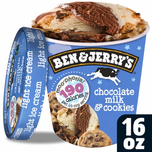 Ben & Jerry’s® Chocolate Milk & Cookies Moo-Phoria! Ice Cream Perspective: front